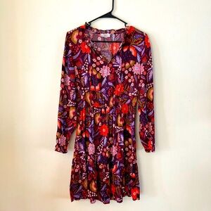 LOFT outlet long sleeve fall floral midi dress medium